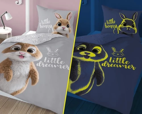 Pościel bawełniana świecąca w ciemności 4635 A Fluo 35 Królik Detexpol