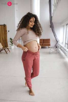 Dresowe spodnie ciążowe Milk&Love dusty cedar