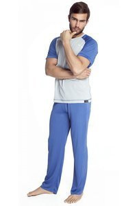 Piżama męska 6086 Vistex James Bradley szary/jeans