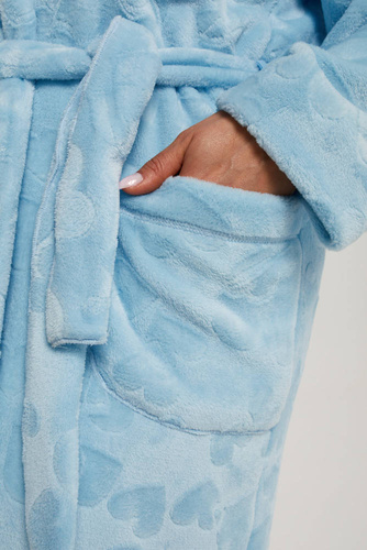 Szlafrok damski z kapturem Misti Italian Fashion - niebieski