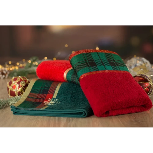 Ręcznik świąteczny w kratkę Cherry 01 Eurofirany bordowy 