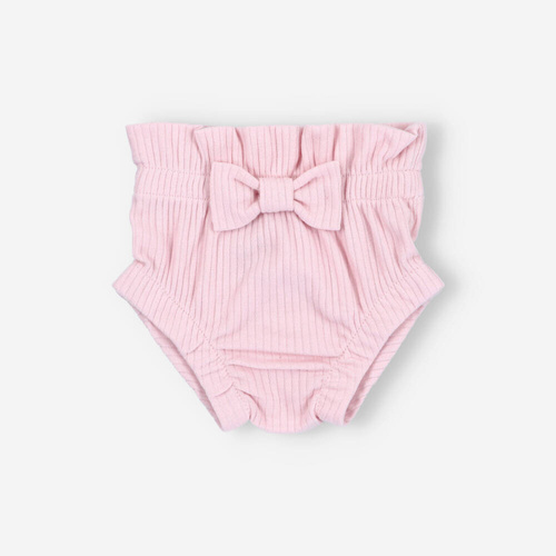 Krótkie spodenki z dzianiny prążkowej z kokardką Lagarto Verde - różowy