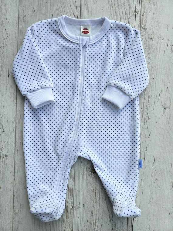 Pajac niemowlęcy welurowy "Blue Stars" Makoma niebieski