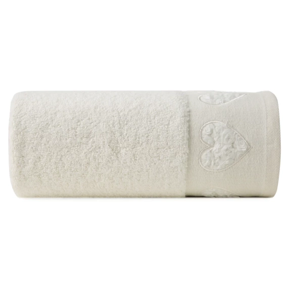 Ręcznik Kamila serca wypełnione różyczkami Eurofirany kremowy