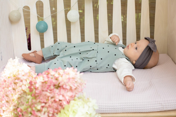 Ogrodniczki niemowlęce Tres Bien Pinokio - mięta druk