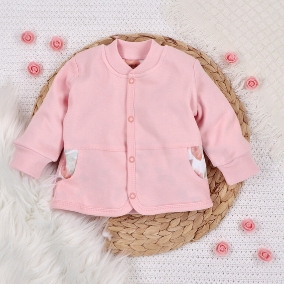 Bluza dresowa z bawełny organicznej Kolorowe kwiatki Nini różowy 