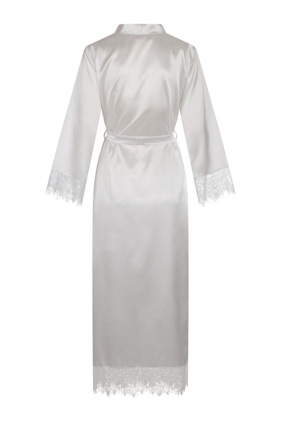 Szlafrok damski satynowy długi Blanka ByShelly - biały