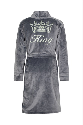 Szlafrok męski King + Korona ByShelly - grafitowy/srebrny