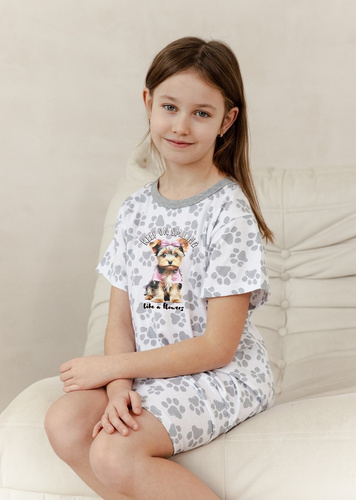 Koszula dziewczęca 3390 Pixie Taro- ecru szary