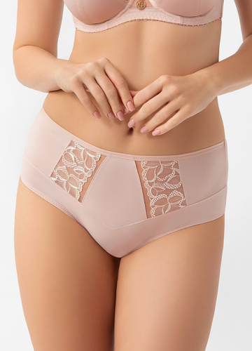 Figi Gorsenia K 938 Evia beżowe – wygodne figi z haftem na co dzień