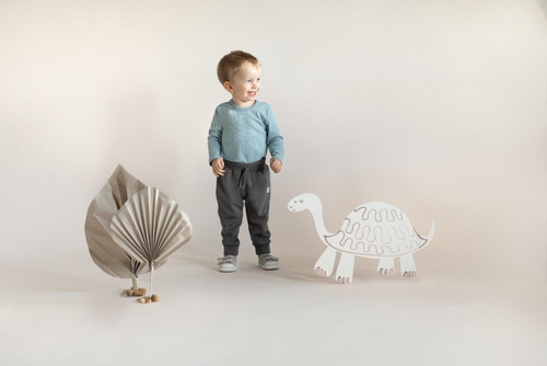 Body z długim rękawem Slow Life Pinokio - niebieski