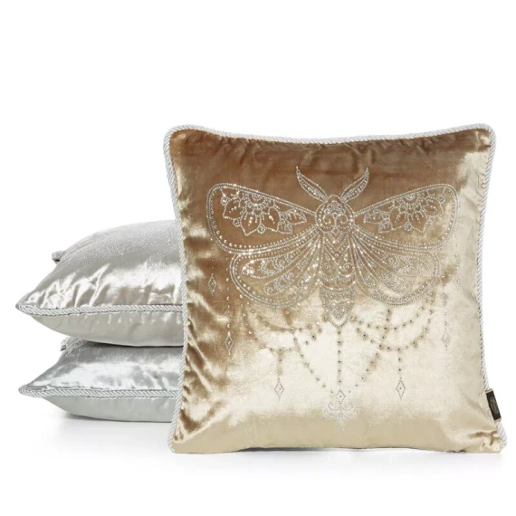 Poszewka welurowa z kryształkami Royal 8 Eurofirany miodowy