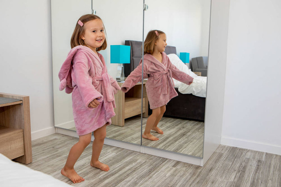 Szlafrok dziecięcy z uszami Teddy ByShelly - brudny róż