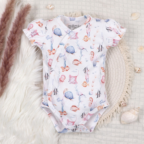 Nini Body Underwater World – organiczna bawełna, krótki rękaw, kopertowe