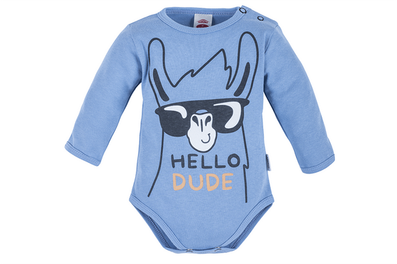 Body z długim rękawem "Hello Dude" Makoma niebieski