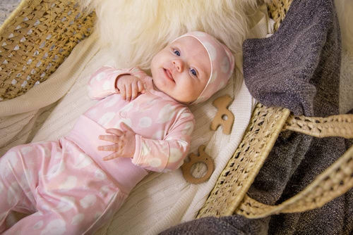 Czapka niemowlęca Bamboo Ewa Klucze - róż