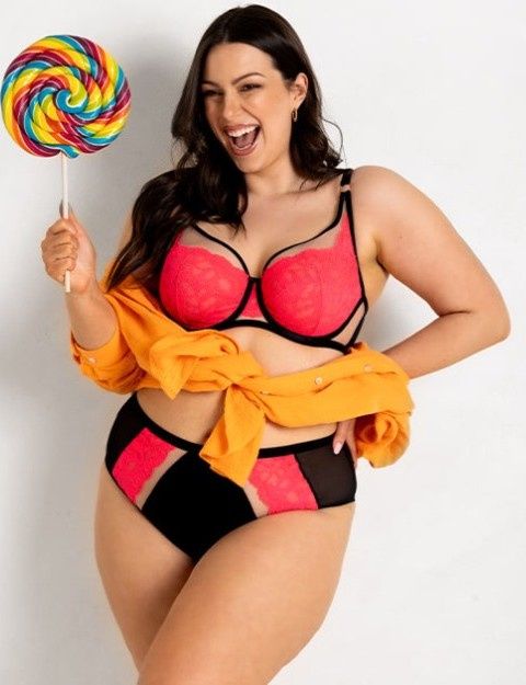 Funny Plunge 19232 biustonosz Mediolano czarny-fluo – plunge, odważny, komfortowy