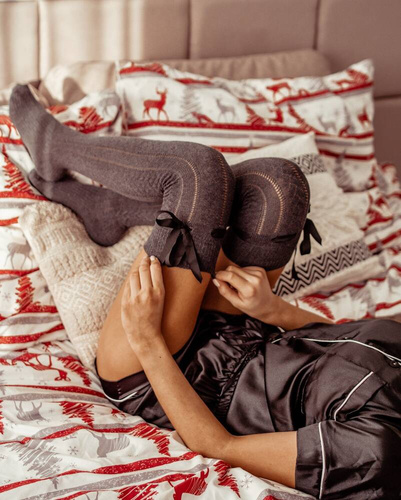 0835-001 Wstążka Zakolanówki damskie Milena - karmel