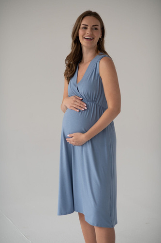 Koszula nocna ciążowa i do karmienia z bambusa Star Light Milk&Love błękitny