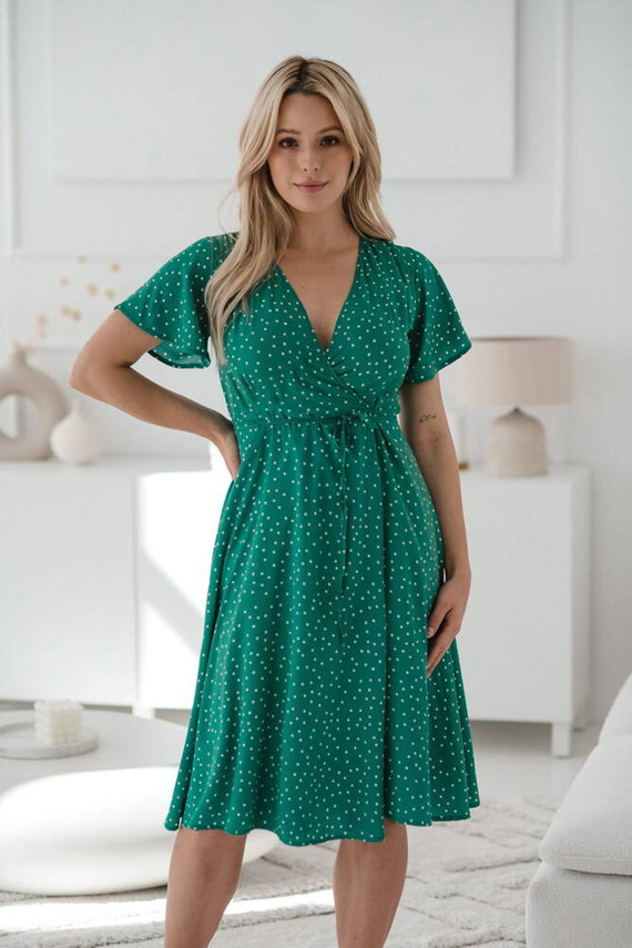 Sukienka do karmienia krótki rękaw Milk Shake Milk&Love zielona w groszki