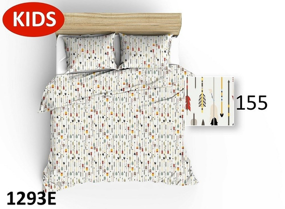 Pościel bawełniana 1412E kwiatki sowy miętowy