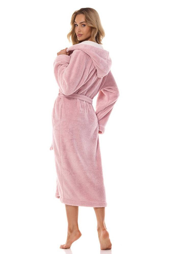 Długi Szlafrok Damski 2410 LV L&L - różowy