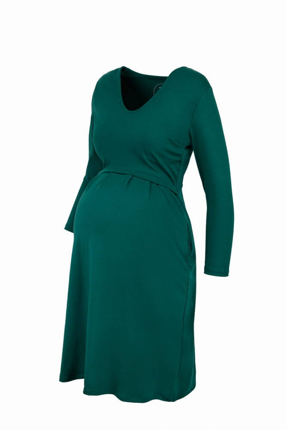 Sukienka ciążowa i do karmienia rękaw Carry 7/8 Milk&Love butelkowa zieleń