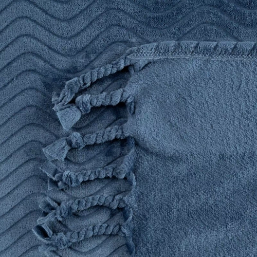 Koc narzuta z frędzlami Emma Eurofirany granatowy 