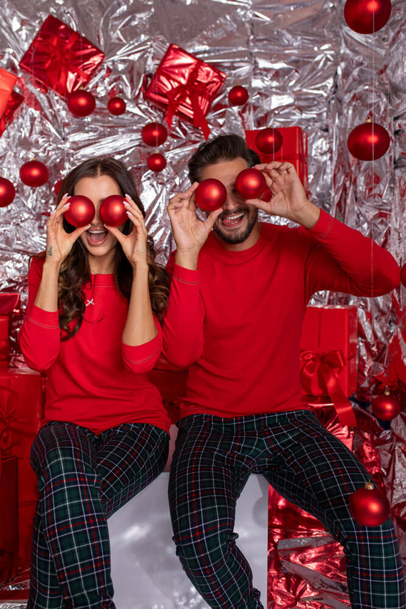 Piżama Damska długi rękaw, długie spodnie Foggia Italian Fashion - czerwony/druk