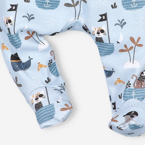 Półśpiochy z bawełny organicznej Piraci Nini druk