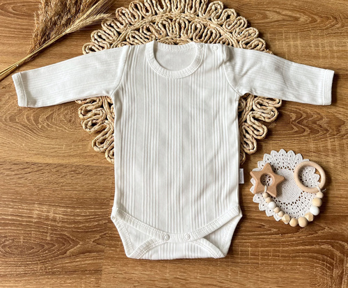 Body z długim rękawem BDAB003 EkoBaby Mamatti - ecru