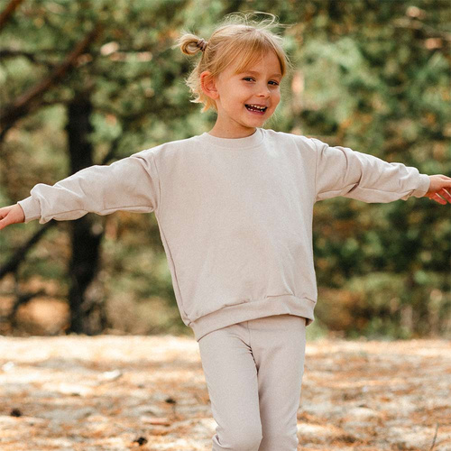 Eevi Simply Comfy beżowa – stylowa bluza oversize dla dzieci z miękkiej bawełny