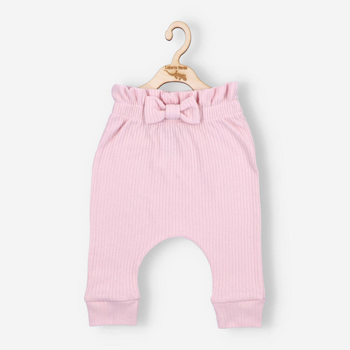 Spodnie prążkowane z kokardą Lagarto Verde - różowy