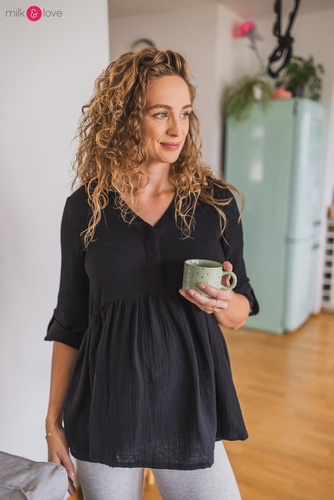 Tunika z muślinu organicznego Mother Nature Milk&Love czarna