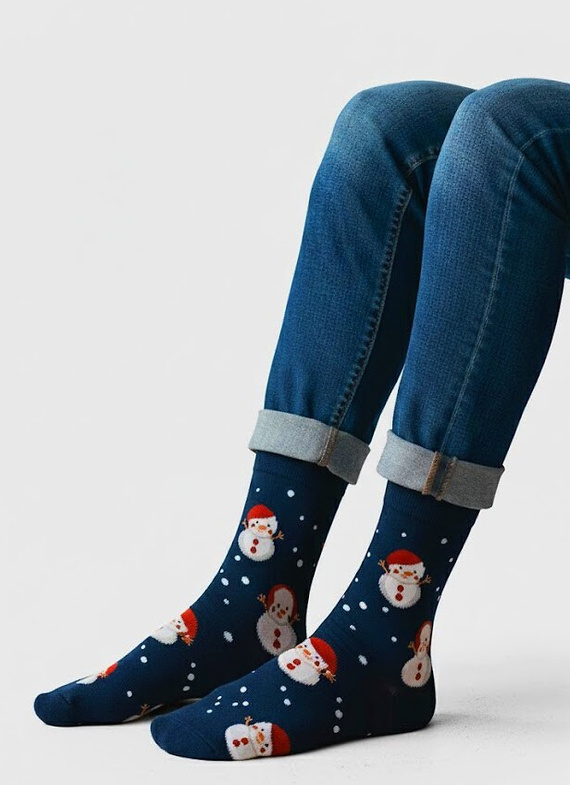 Steven Art.136 granatowy 164 – męskie skarpety świąteczne, kolorowe wzory, bawełniane