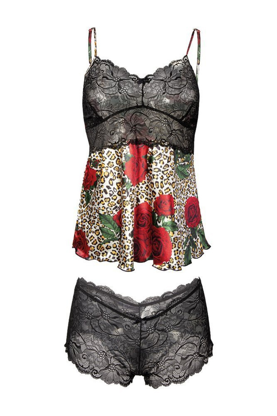 Komplet piżama damska Flowers DKaren - DK-KA granatowy