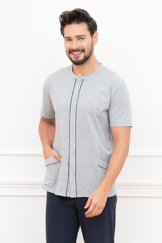 Piżama Męska krótki rękaw, długie spodnie Alcest Italian Fashion - granatowy