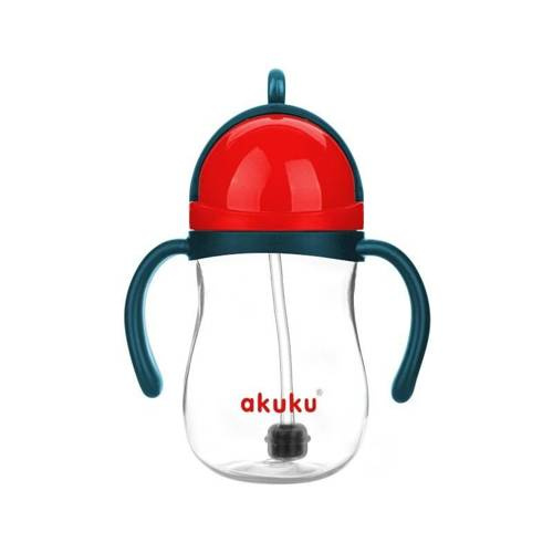 Bidon ze słomką i odważnikiem ALA0164 Akuku czerwony/granat