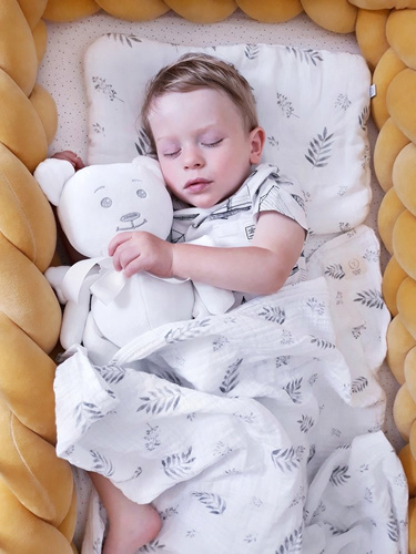 Poduszka muślinowa Blue leaves Yosoy - niebieski