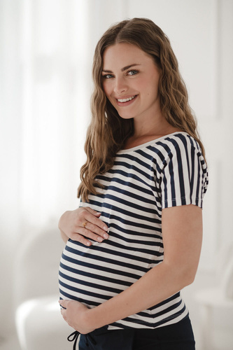 Bluzka Two Ways — ciążowa i do karmienia, dwustronna, krótki rękaw Milk&Love granatowy 