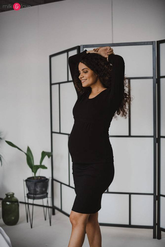 Bluzka do karmienia i ciążowa z dekoltem w serek Milk Shirt czarny