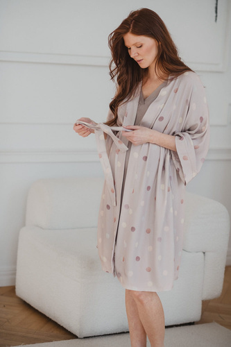 Szlafrok ciążowy bambusowy Polka Dots Milk&Love 