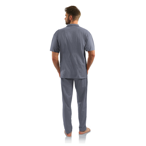 Bawełniana piżama męska, rozpinana Sesto Senso - kotwiczki grafit