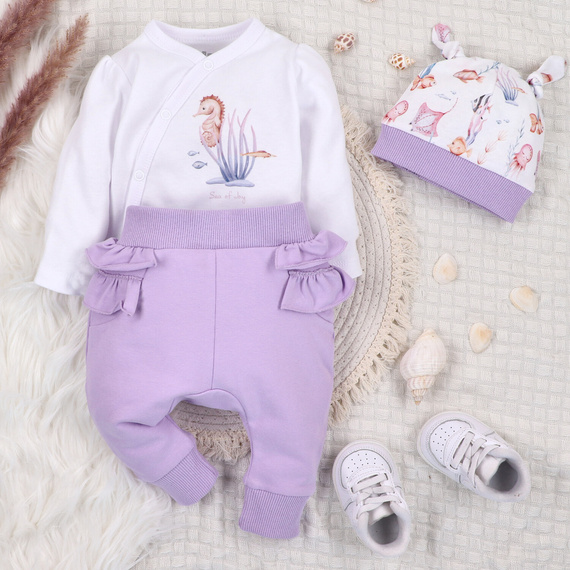 Nini Body Underwater World biały– organiczna bawełna, kopertowe, dla niemowląt