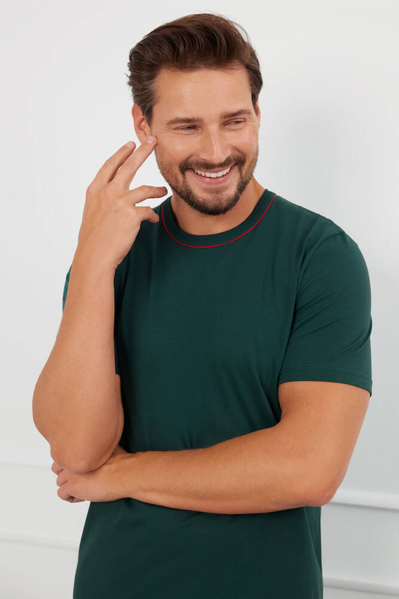 Piżama Męska krótki rękaw, spodenki Fogo talian Fashion - zielony/druk