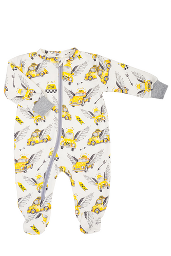 Pajacyk niemowlęcy dresowy "Taxi 1" Makoma szary