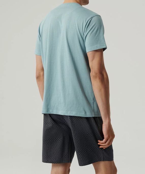 Piżama męska krótki rękaw,NMP-386 Atlantic- niebieski grafitowy