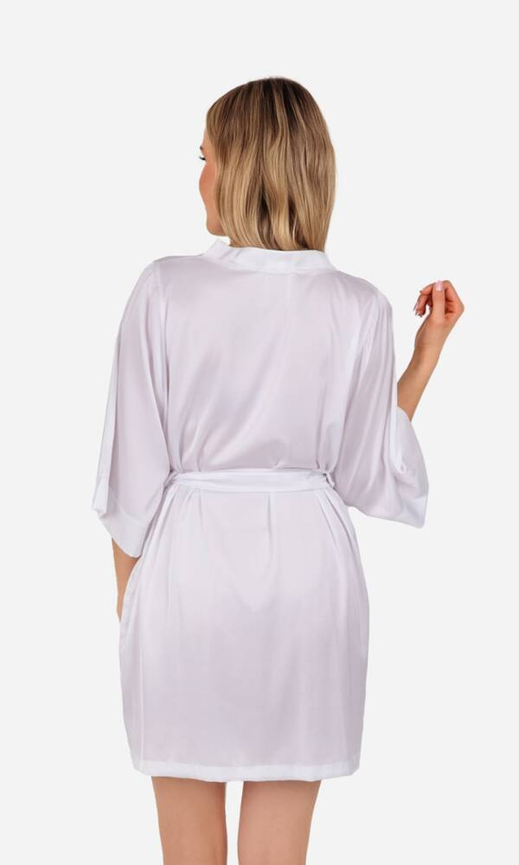 Szlafrok damski satynowy Liza ByShelly - biały