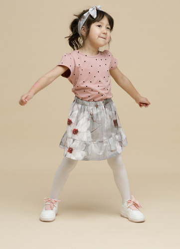 Spódniczka Tres Bien Pinokio - szary kwiaty