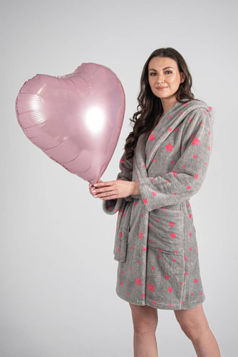 Krótki Szlafrok damski 673 Gwiazdki Forex - szary